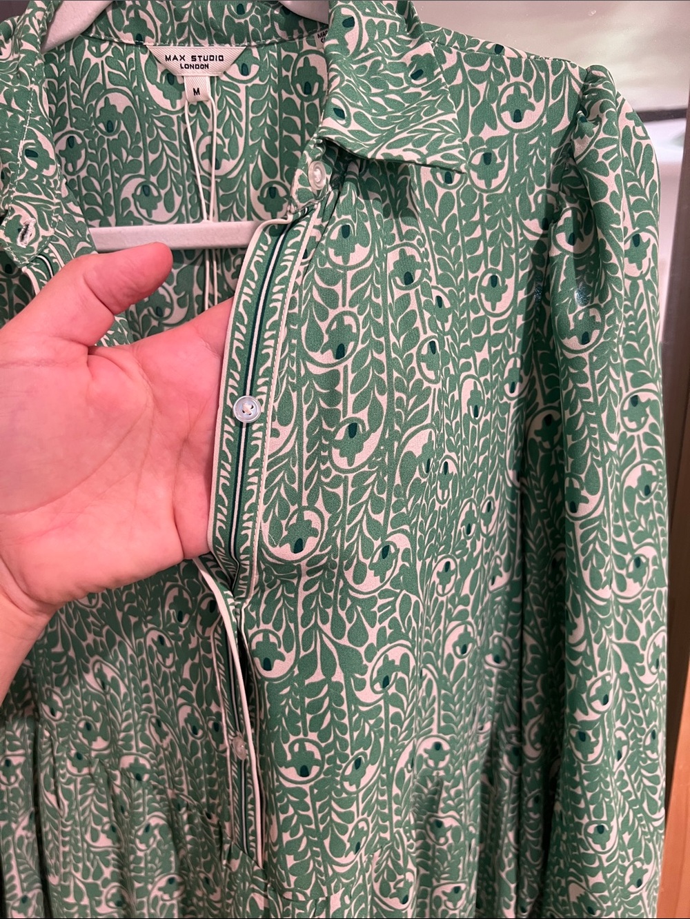 Max Studio Green Printed Tiered Maxi Dress - Picture 3 of 8